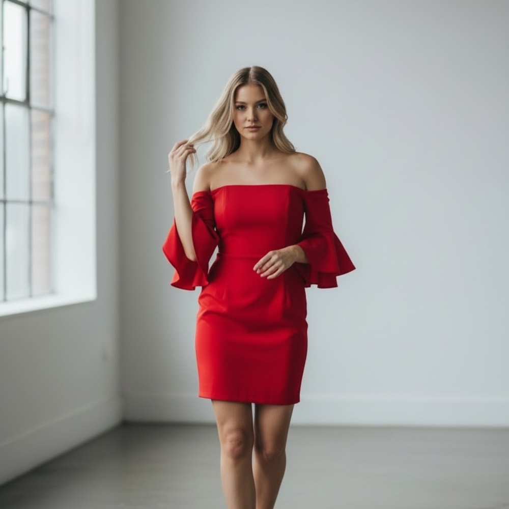 Calvin Klein Strapless Scarlet Dress